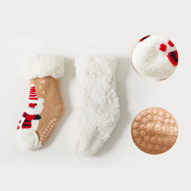 Newborn Baby Winter Cartoon Christmas Socks Thicken Cotton