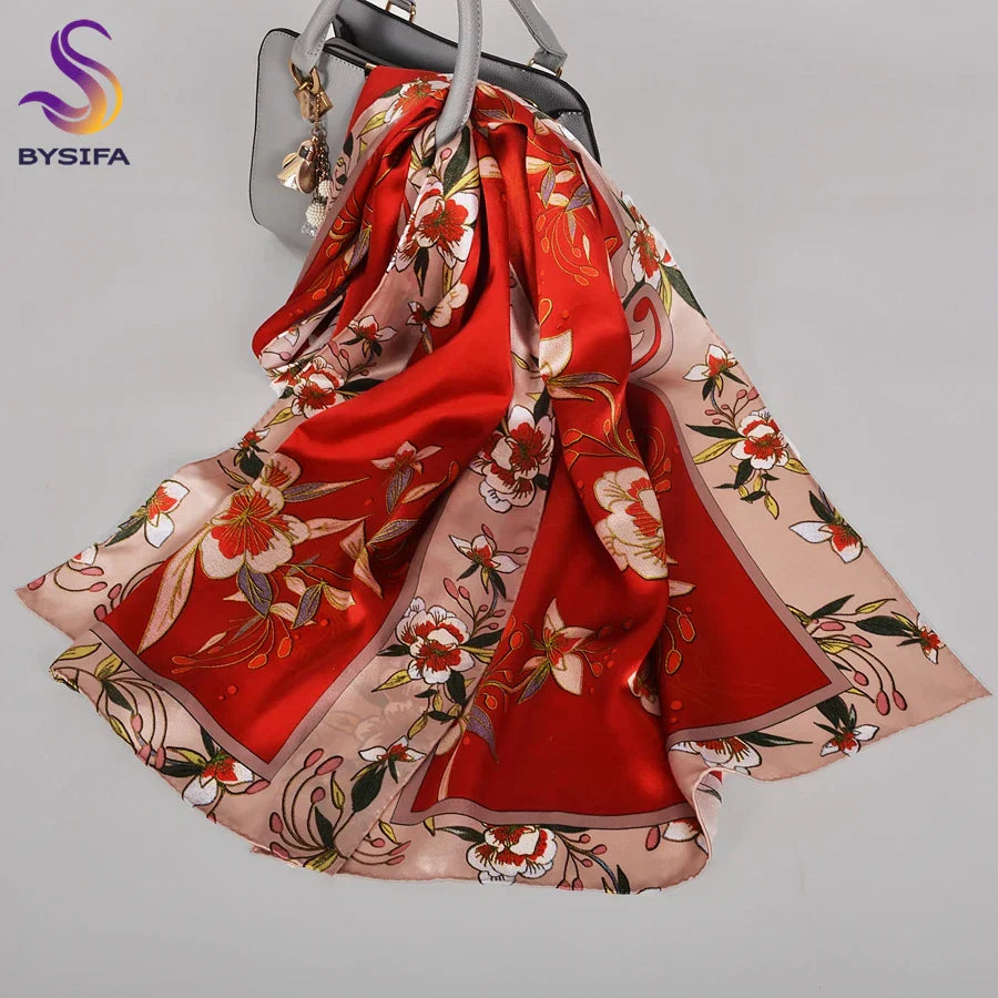 New Luxury Pure Silk Scarf Shawl Women