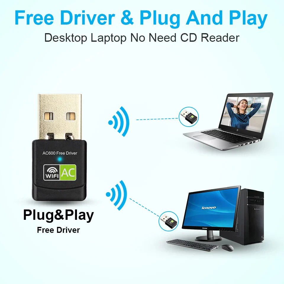 Free Driver USB Wifi Adapter 600Mbps Wi fi