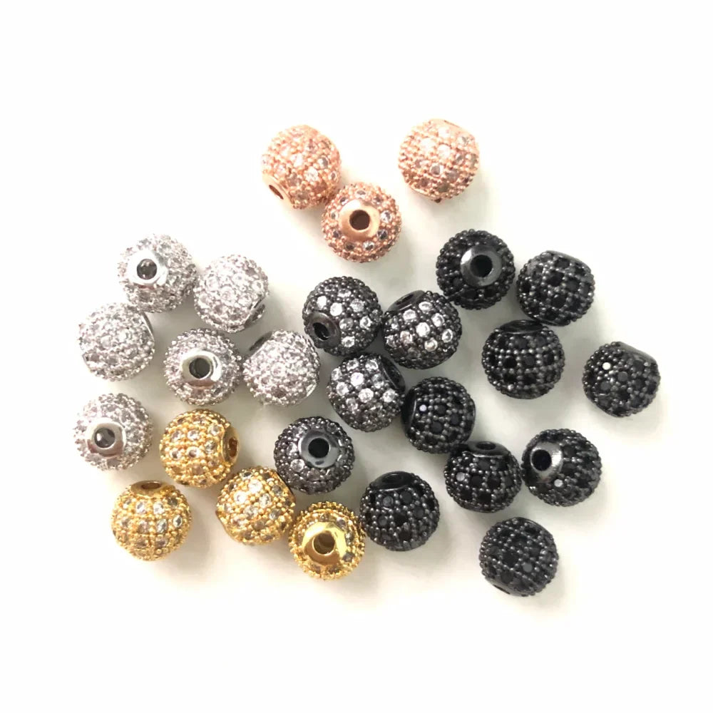 20pcs 6mm Cubic Zirconia Paved Brass Ball Spacer