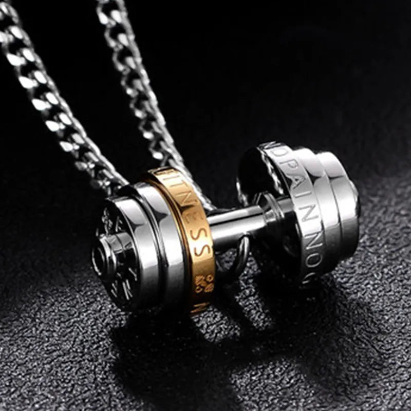 dumbbel necklace male Couple necklace pendant stainless steel