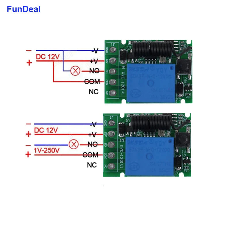 FunDeal 433Mhz Universal Wireless Remote Control Switch DC