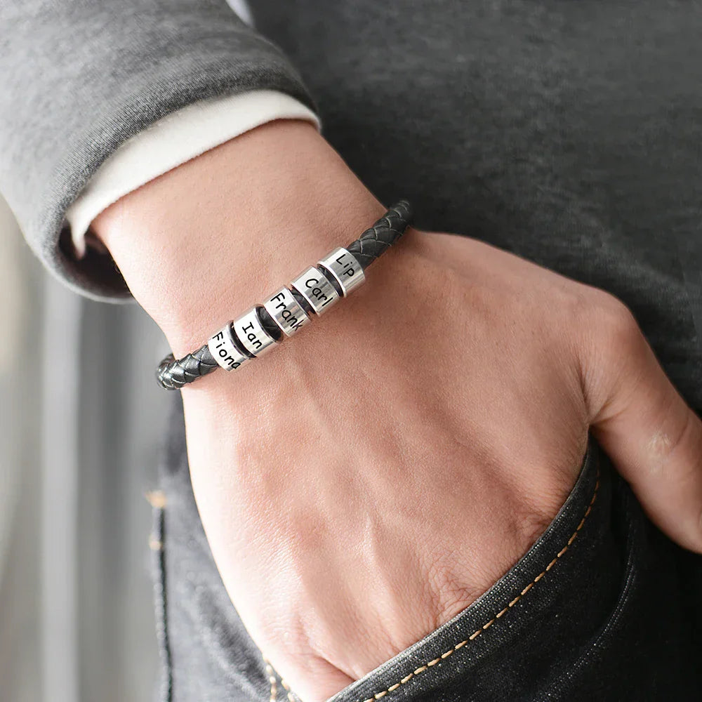 Custom Family Names Bracelet for Men Personalized Braided