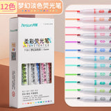 JIKUN 12pcs Highlighters Pen Pastel Colors Fluorescent Art