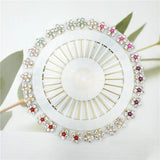 Multicolor Crystal Rhistones Flower Brooch Muslim Islamic Hijab