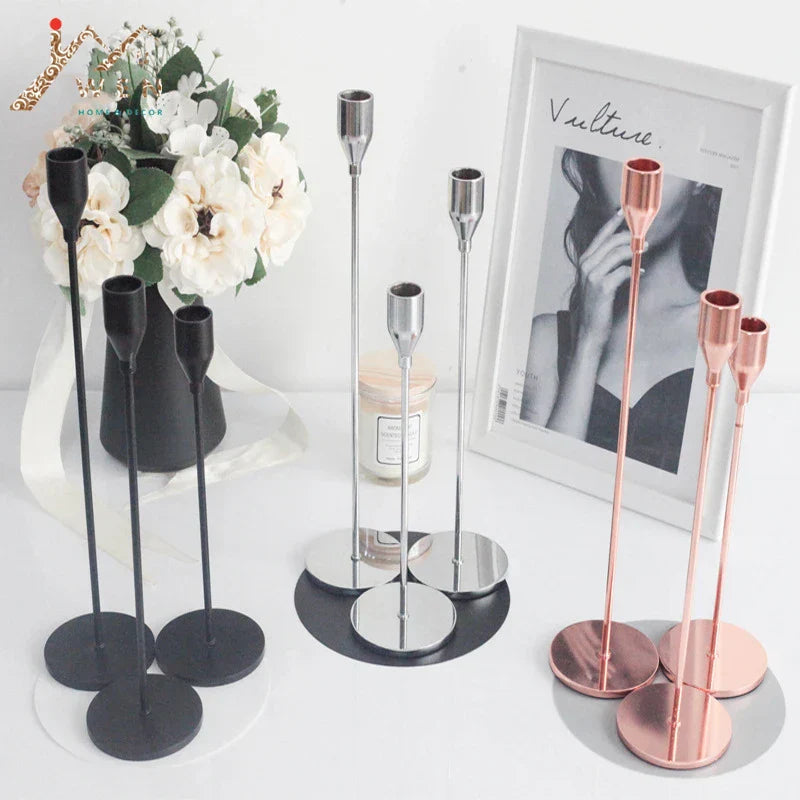 IMUWEN Metal Candle Holders Luxury Candlestick Fashion Wedding