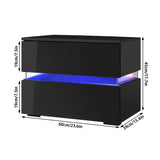 Modern Luxury LED Light Nightstand w/2 Drawers Organizer