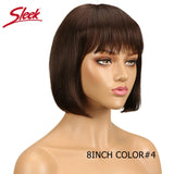 Sleek Short Bob Wigs With Bang Brazilian Straight