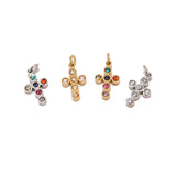 5pcs Stainless Steel Mini Cross Charms Cubic Zirconia