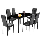 6-Seater Dining Table Chair Set Includes 1 Tempered