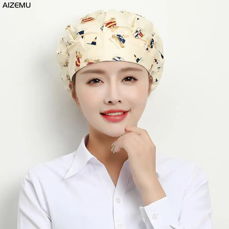 Cute Elastic Kitchen work Hats Restaurant Breathable chefs