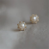 925 Sterling Silver French Simple Pearl Stud Earrings