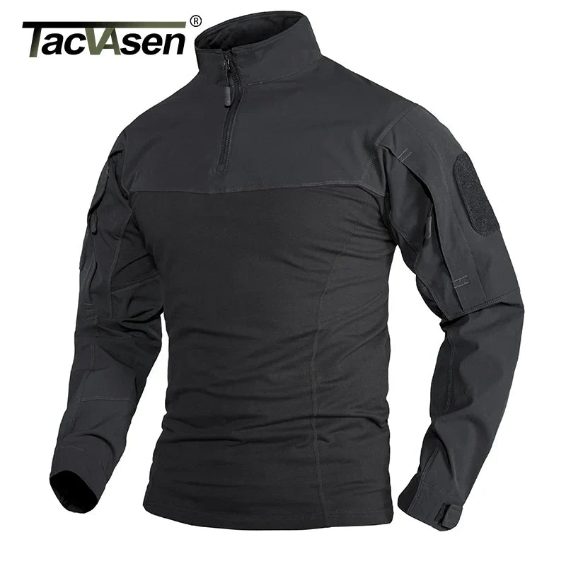 TACVASEN 1/4 Zipper Ripstops T-shirts With Zipper Pockets