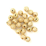 20pcs 6mm Cubic Zirconia Paved Brass Ball Spacer