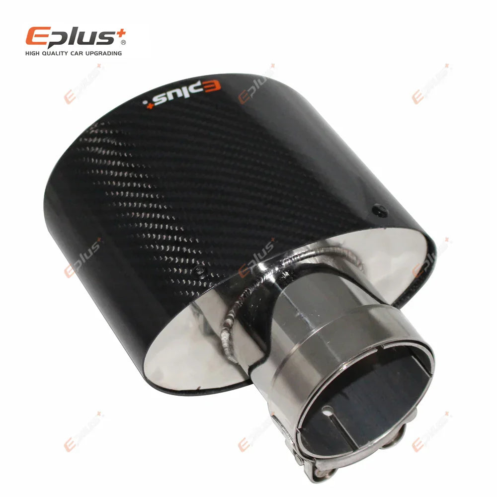 EPLUS Glossy Carbon Fiber Car Mufflers Tip Exhaust