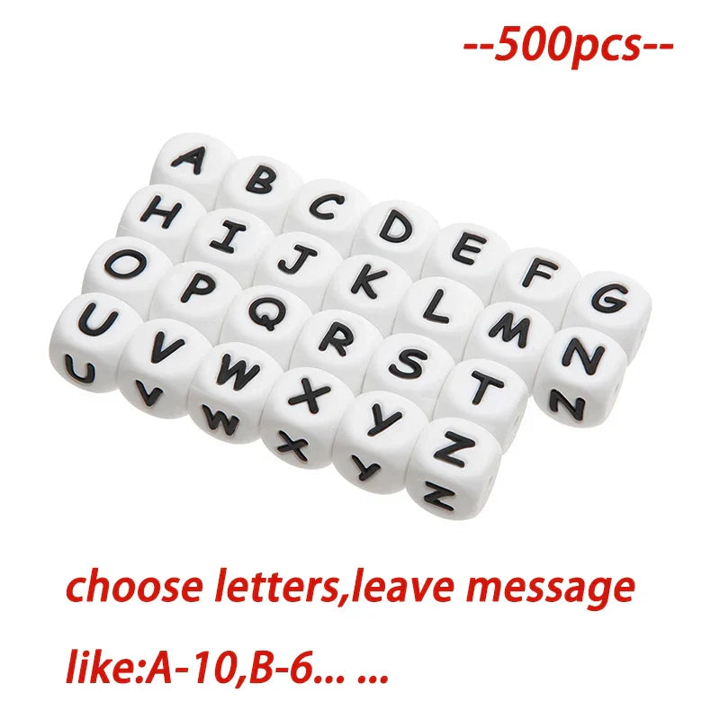 TYRY.HU 50-500Pcs 12mm Silicone Letter Beads BPA-Free Colorful