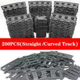 200PCS DIY City Train Rail Straight & Curved