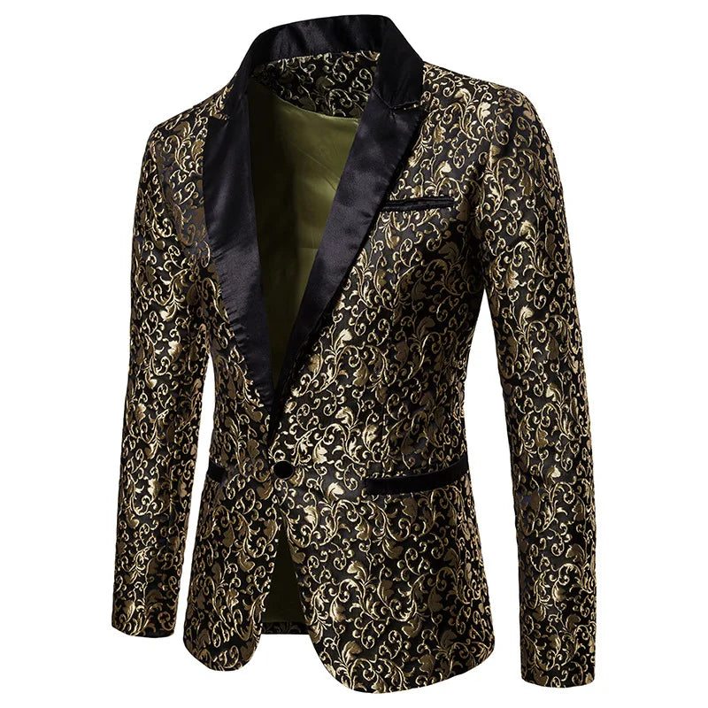 Men's Floral Party Dress Suit Stylish Dinner Jacket