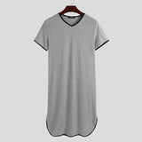 Fashion Men's Loose Sleepwear Casual Solid Nightgown INCERUN