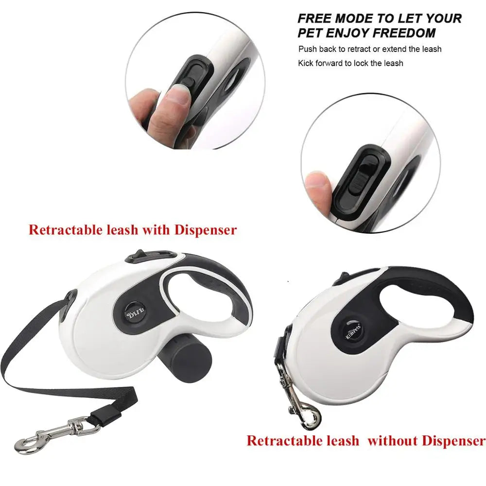 5M/8M Retractable Dog Leash Roulette Leashes with Poop