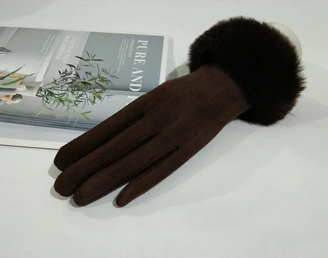 Korean Suede Leather Sports Cycling Warm Gloves Women's