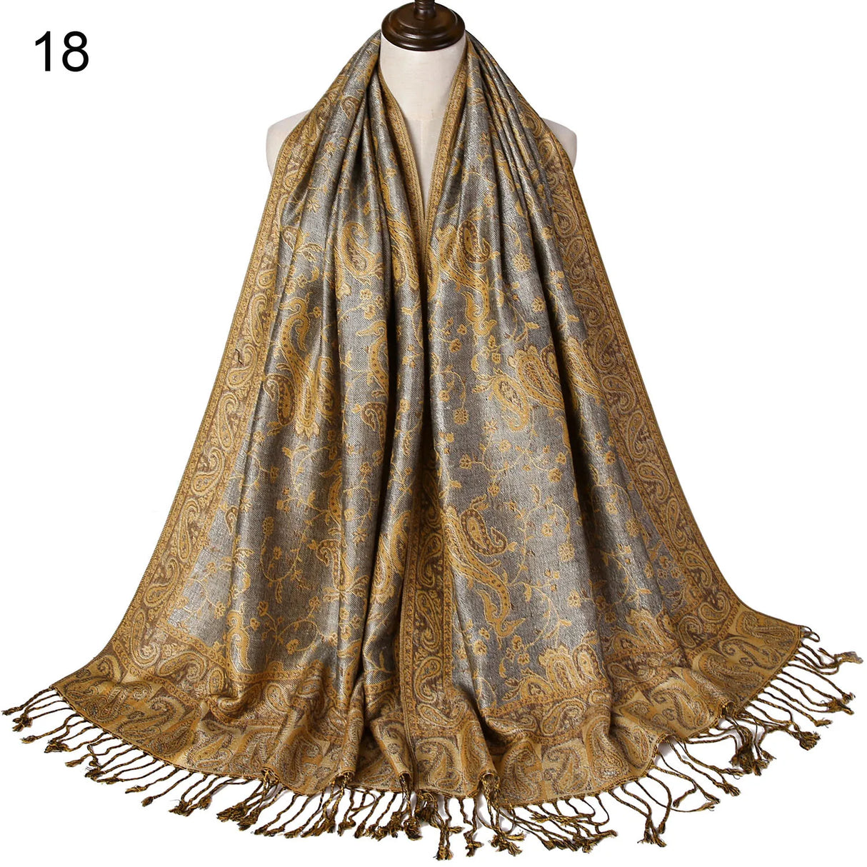 Pashmina Silk Scarf Shawl Wrap Paisley Jacquard Flowers