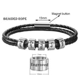 Custom Family Names Bracelet for Men Personalized Braided