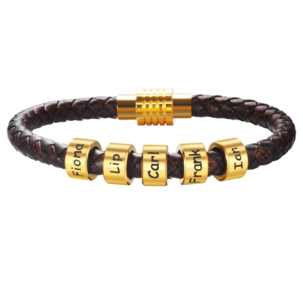 Custom Family Names Bracelet for Men Personalized Braided