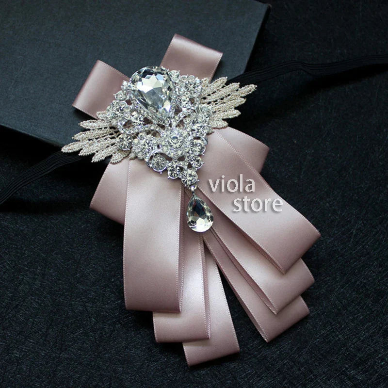 Elegant Gorgeous Diamond Ribbon Bowtie Men Wedding Suit