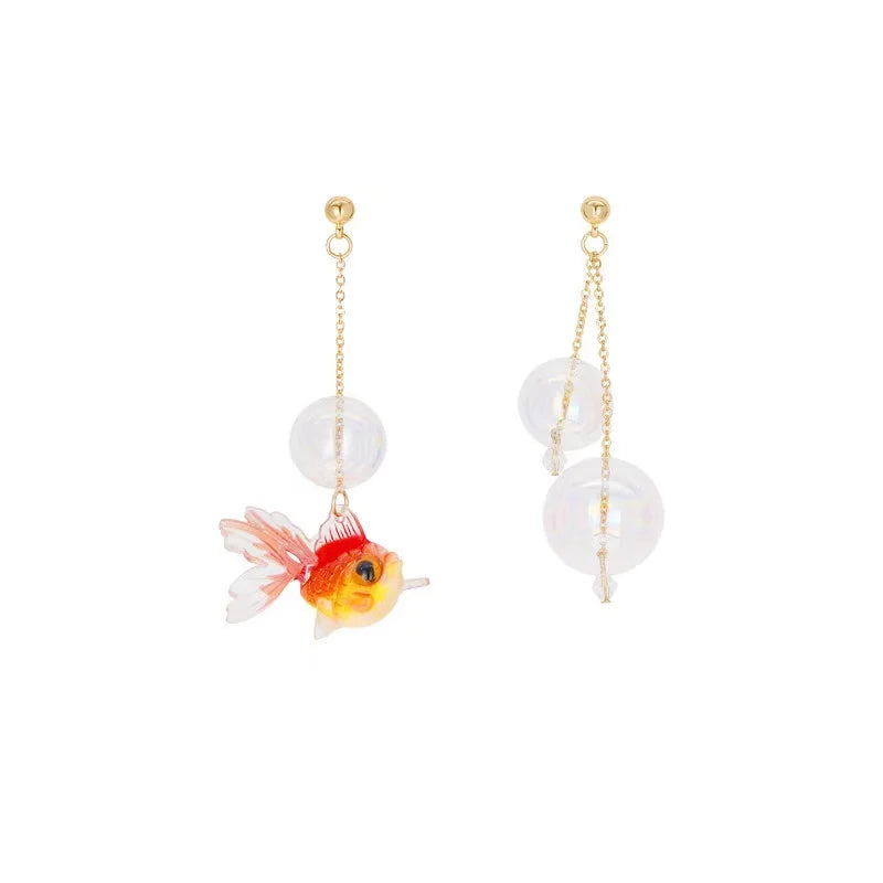Original Golden Fish Dangle Earrings For Women Creative