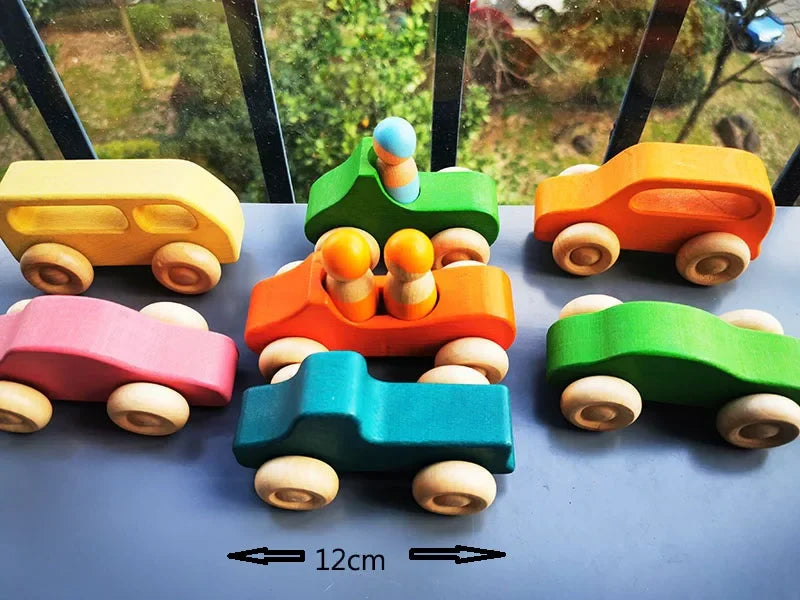 Montessori Wooden Toys Elemental Rainbow Stacking Blocks /Unpaint