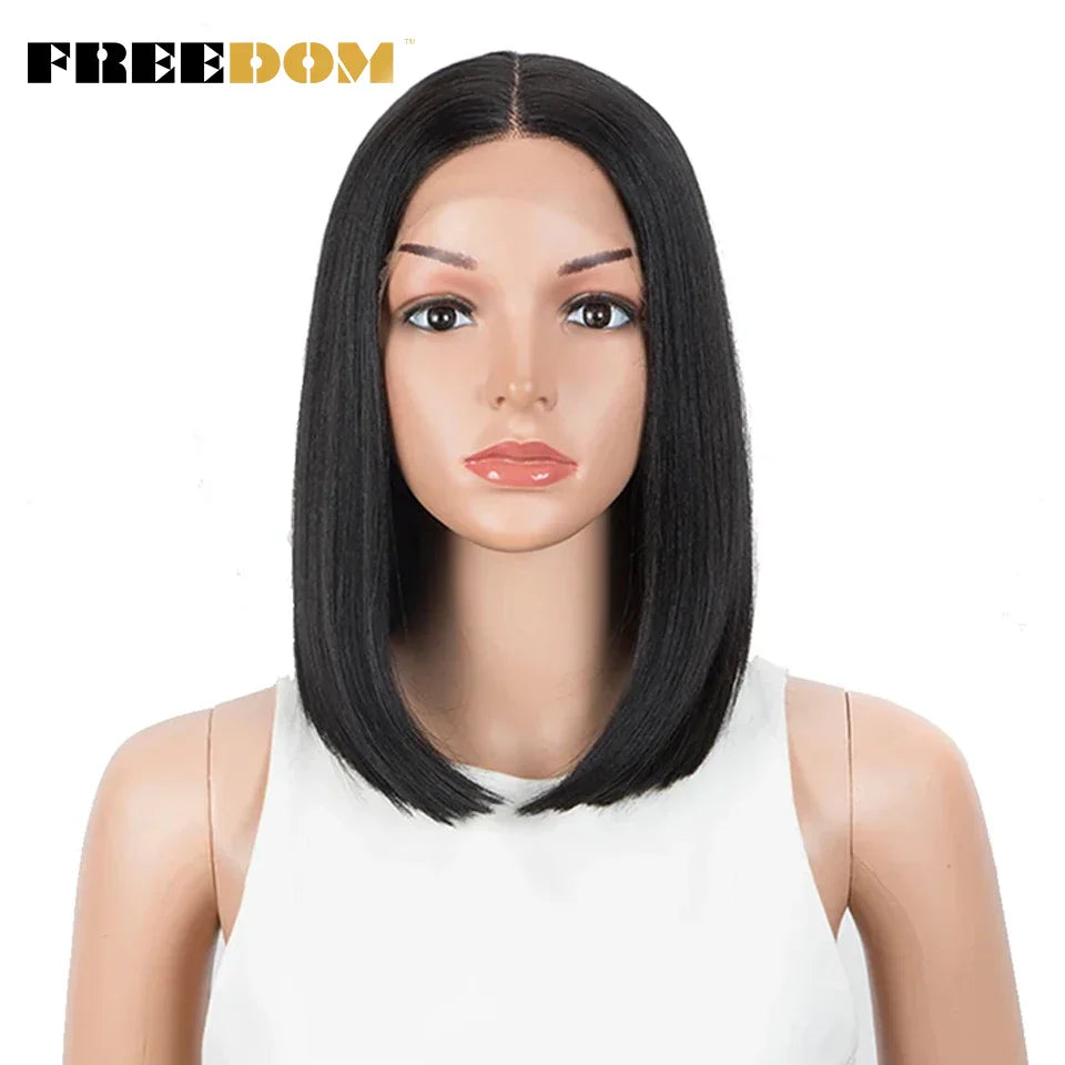 FREEDOM Straight Synthetic Lace Wigs Short Bob Ombre