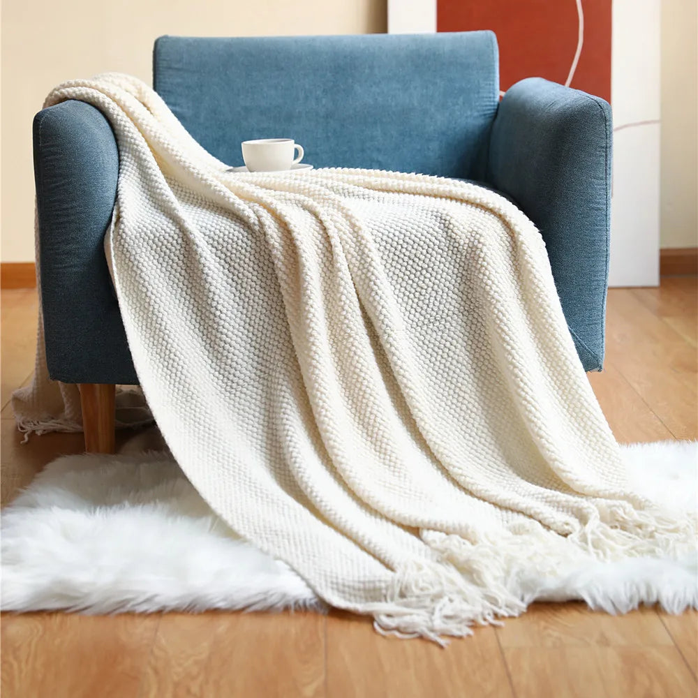 Textile City Corn Grain Waffle Embossed Knitted Blanket