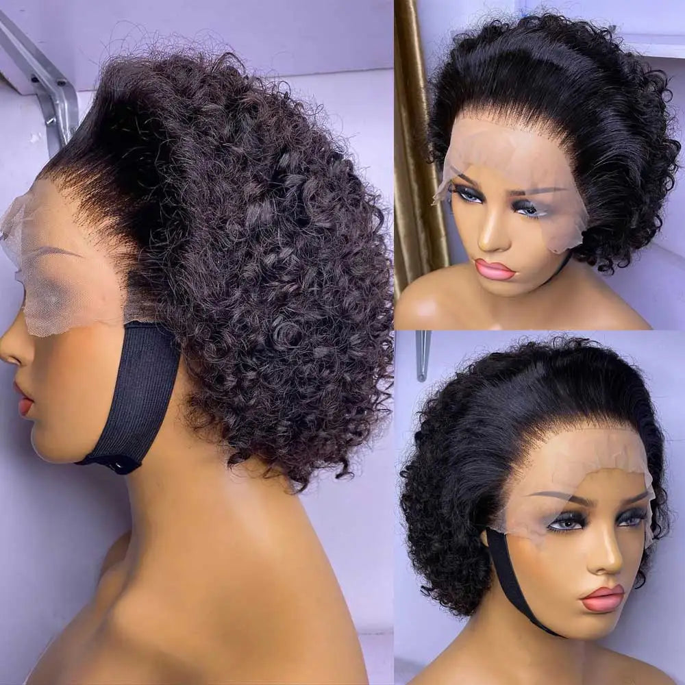 Short Pixie Bouncy Curly Bob Cut 13x4 Lace