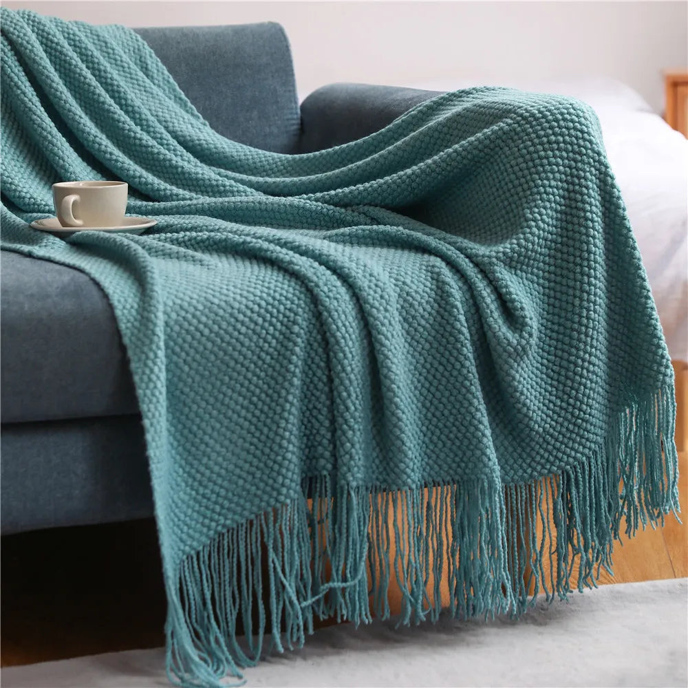 Textile City Corn Grain Waffle Embossed Knitted Blanket