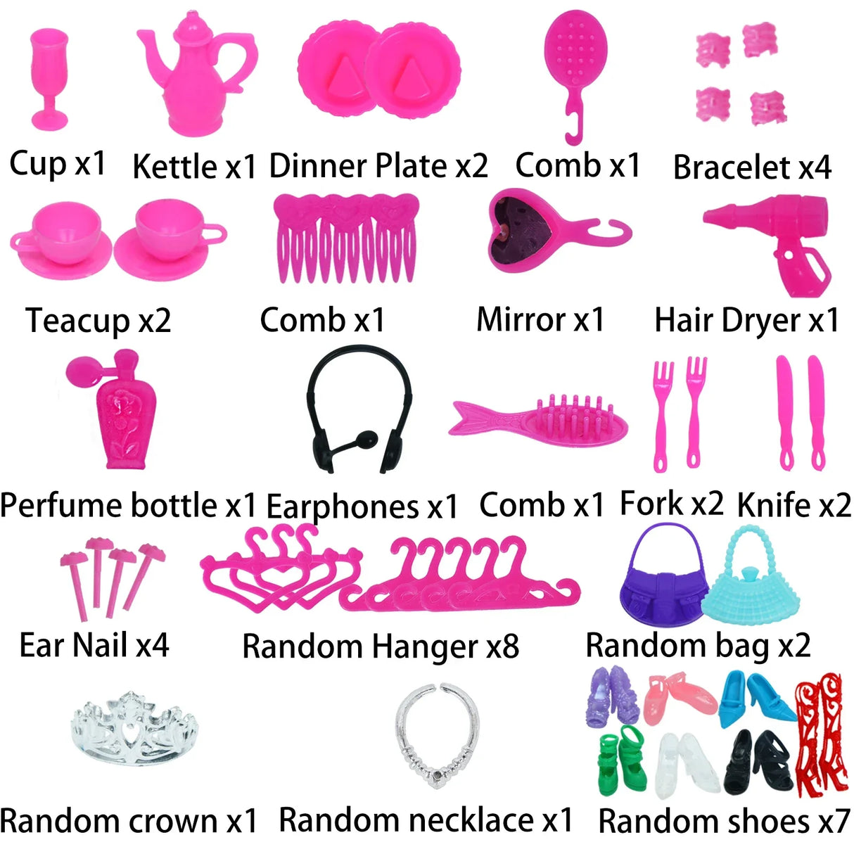 Fashion Dollhouse Furniture 67 Items/Set = 1x Wardrobe