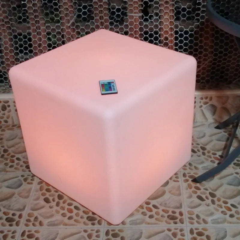 LED Cube Stool Seat Glowing Chair Patio Decorative
