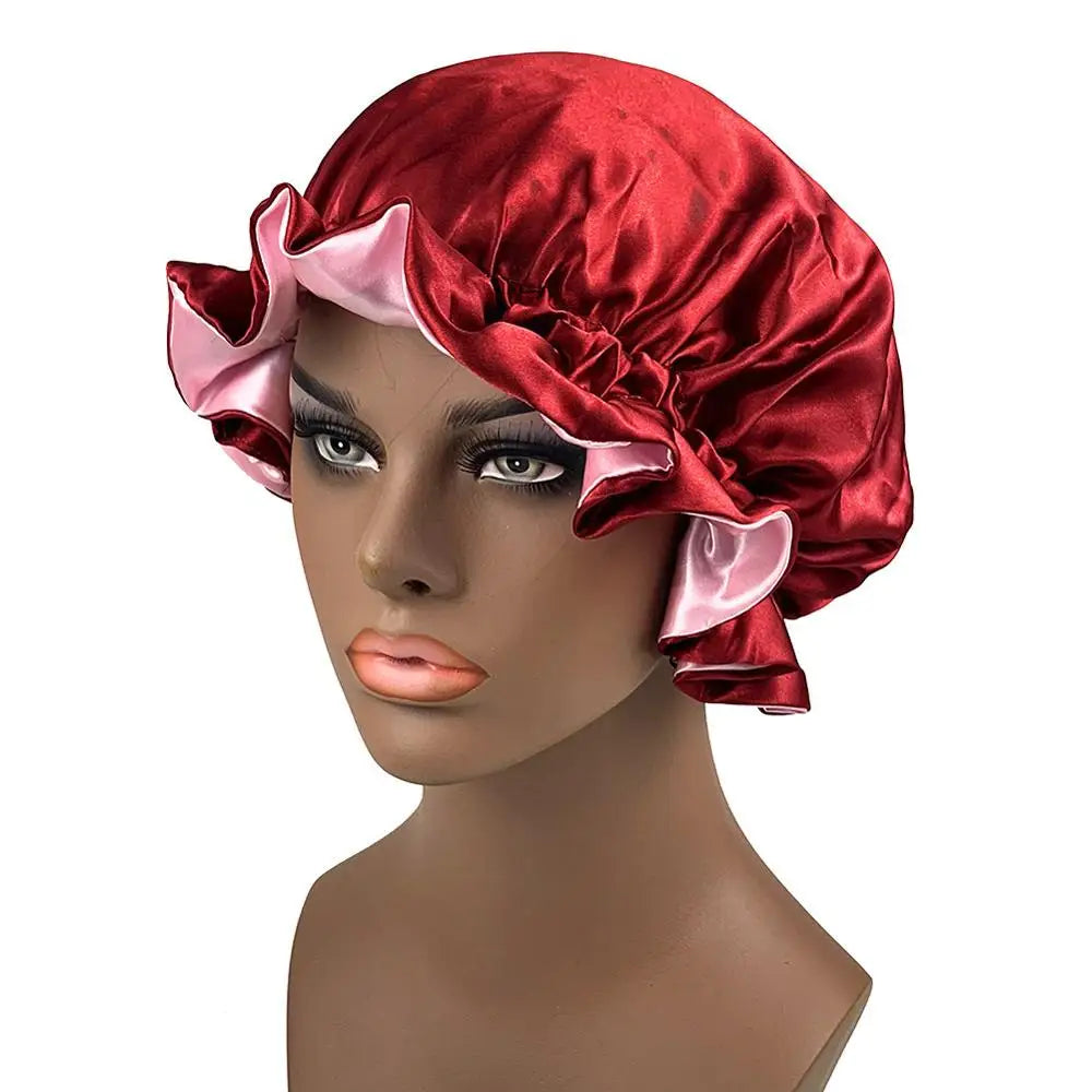 Oversized Plain Satin Bonnet For Women 2 Layers