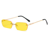 Small Rectangle Rimless Sunglasses Women Square Vintage Sun