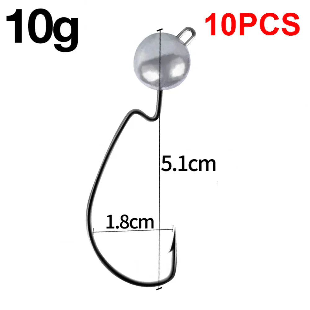 10Pcs Fishing Crank Hook 3.5g 5g 7g 10g