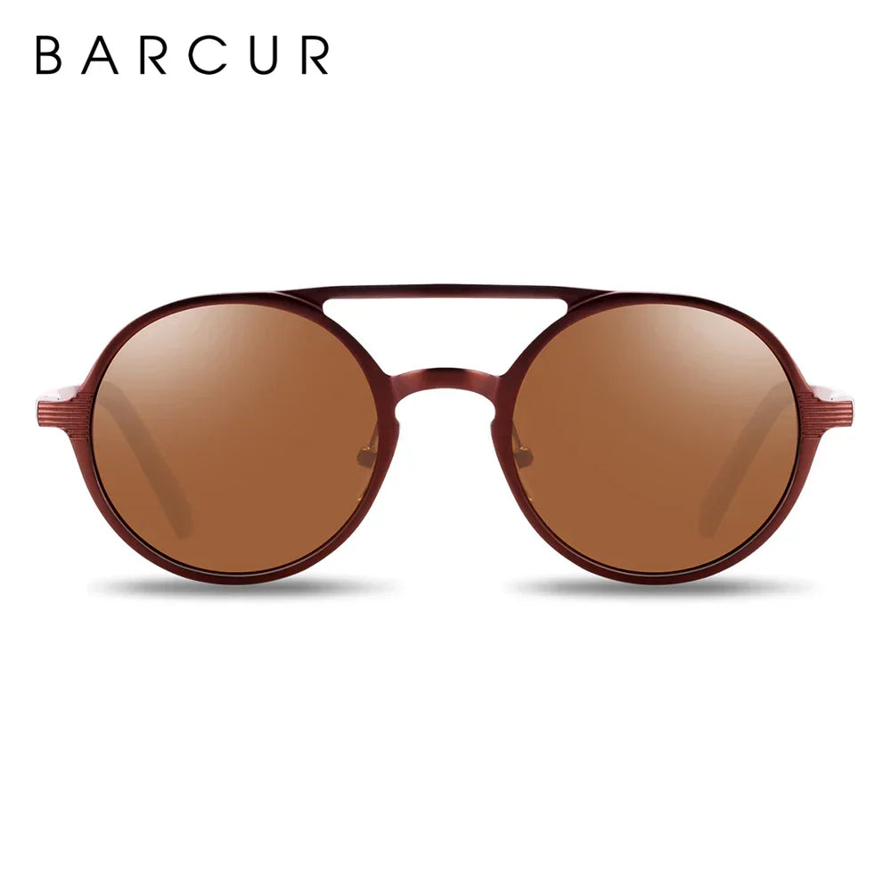 BARCUR Brand Light Weight Round Sunglasses Luxury Brand