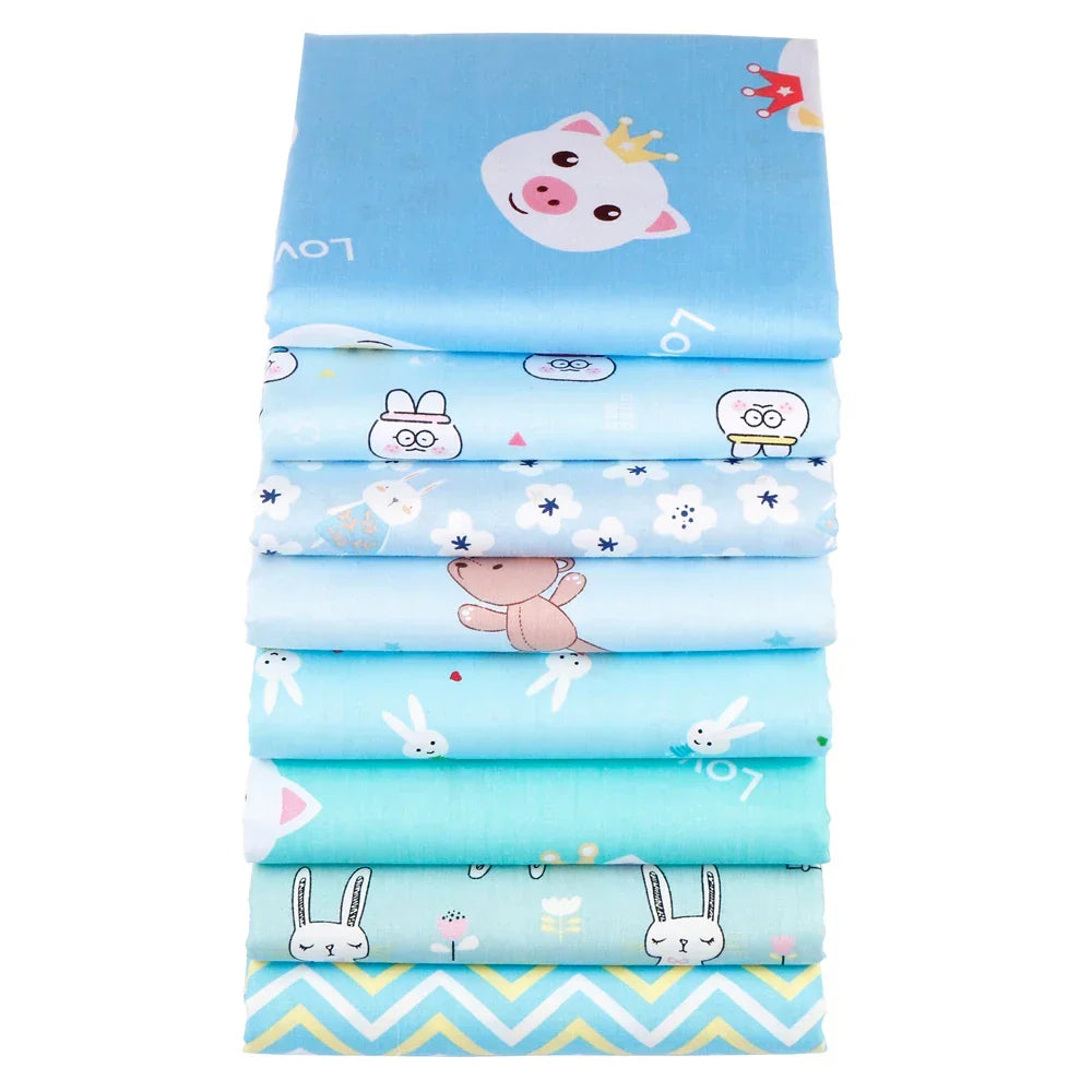 Blue Cartoon Printed Fabric Cotton Twill Cloth for