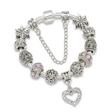 Seialoy Silver Plated Heart Key Pendant Charm Bracelets