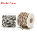 Stainless Steel Gold Shiny Nail Rhinestone Chain CloseSparse