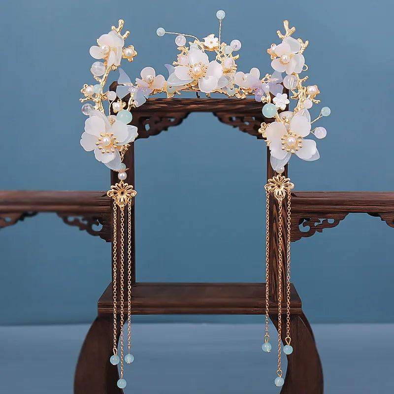 Chinese Hanfu Hair Accessories Set Long Fringed Vintage