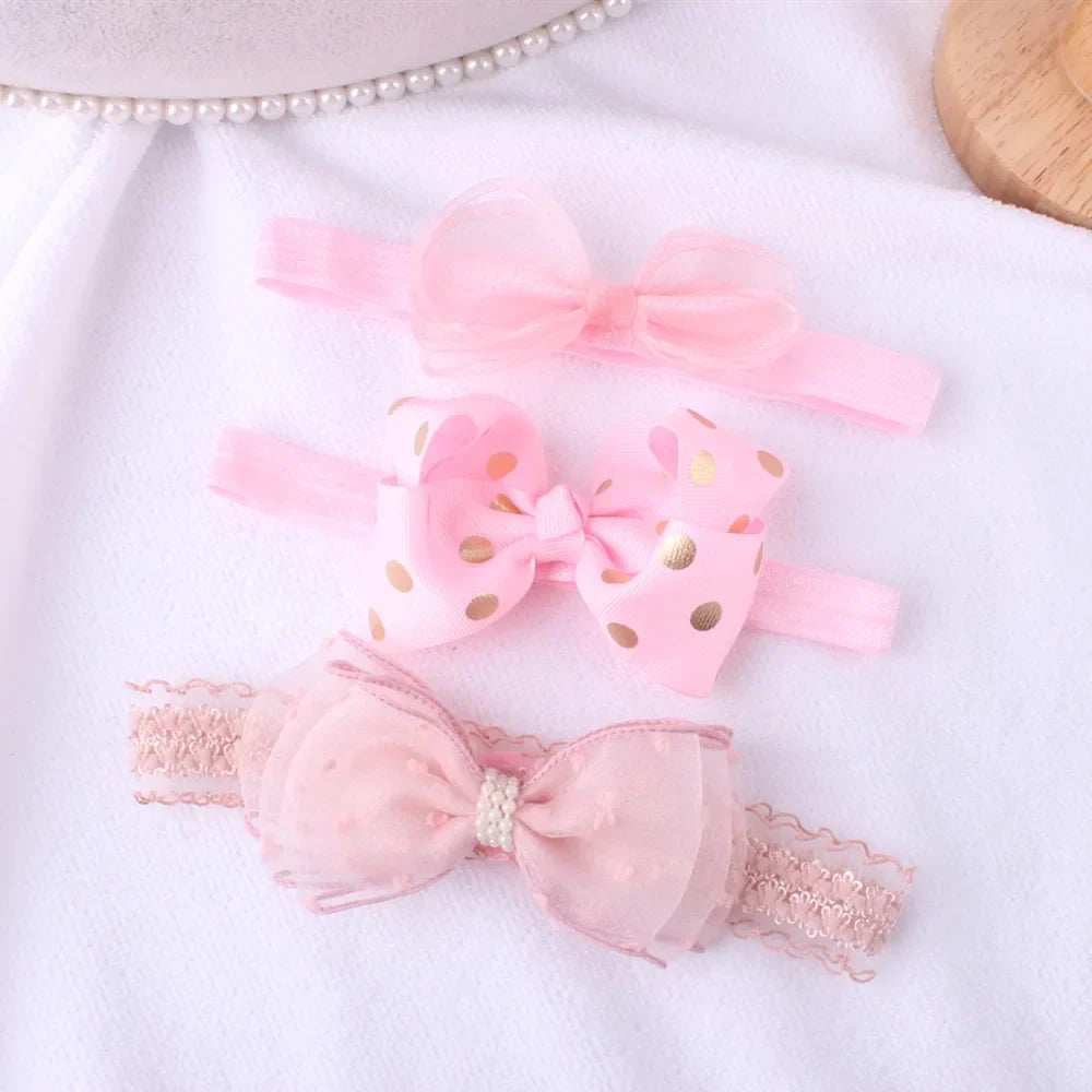 3pcs/lot Newborn Headwear Baby Girl Flower Headbands Lace