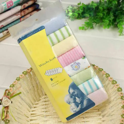 8Pcs 100% Cotton Newborn Baby Towels Saliva Towel