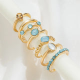 Korean Colorful Stone Rings Set for Women Girls