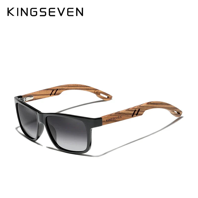 KINGSEVEN Polarized Square Sunglasses Men‘s Zebra Wooden Full Frame Glasse Fashion HD Lens Driving UV400 Eyewear For Women