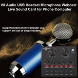 V8 USB 5.0 Audio Sound Card USB External Headset Microphone Webcast Live Broadcast Sound Card V8 sound card звуковой кабель